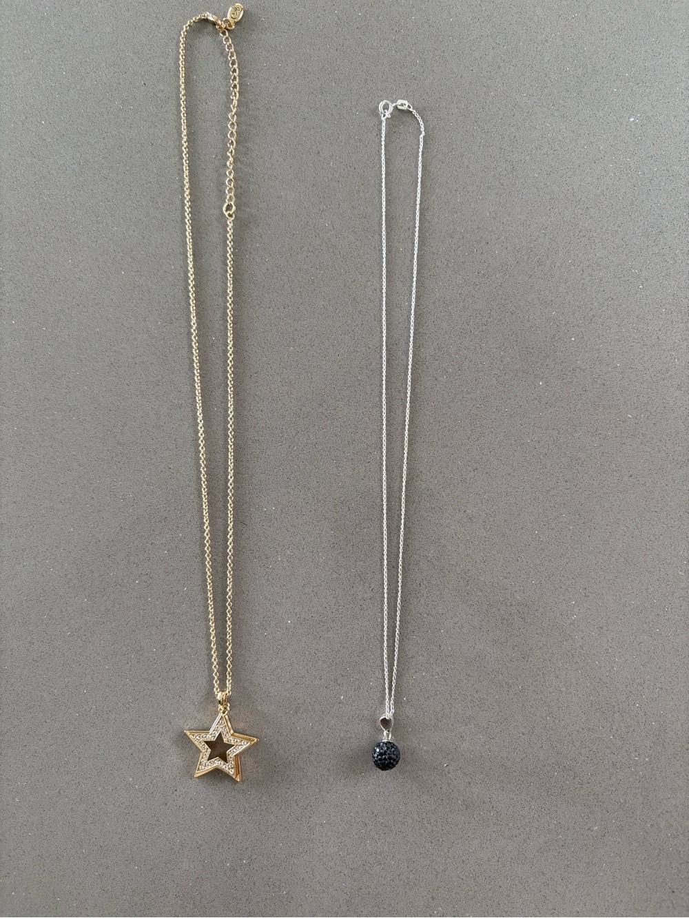 Gold Star Pendant Necklace - and black pendant with sterling silver chain